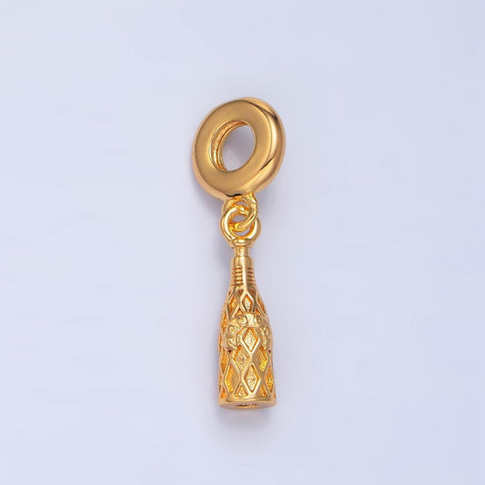 24 gold filled champagne bottle charm wine bottle rondelle bail drop pendant | x782