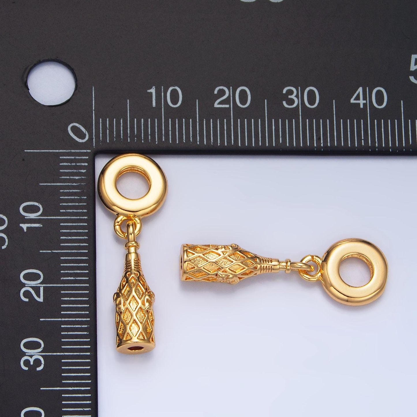 24 gold filled champagne bottle charm wine bottle rondelle bail drop pendant | x782