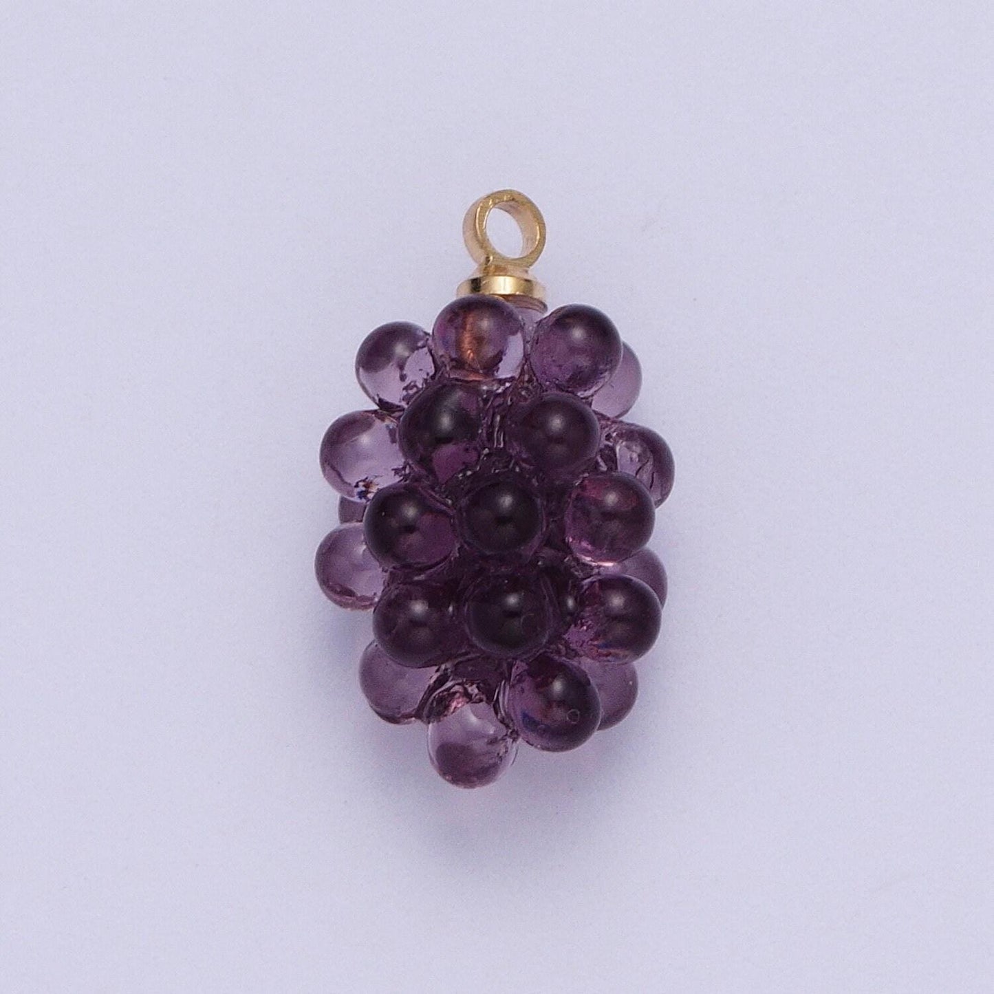 Dainty bunch of grapes pendant, 24k gold plated dark purple and green grapes seasonal fruits charms | x-746, x-748