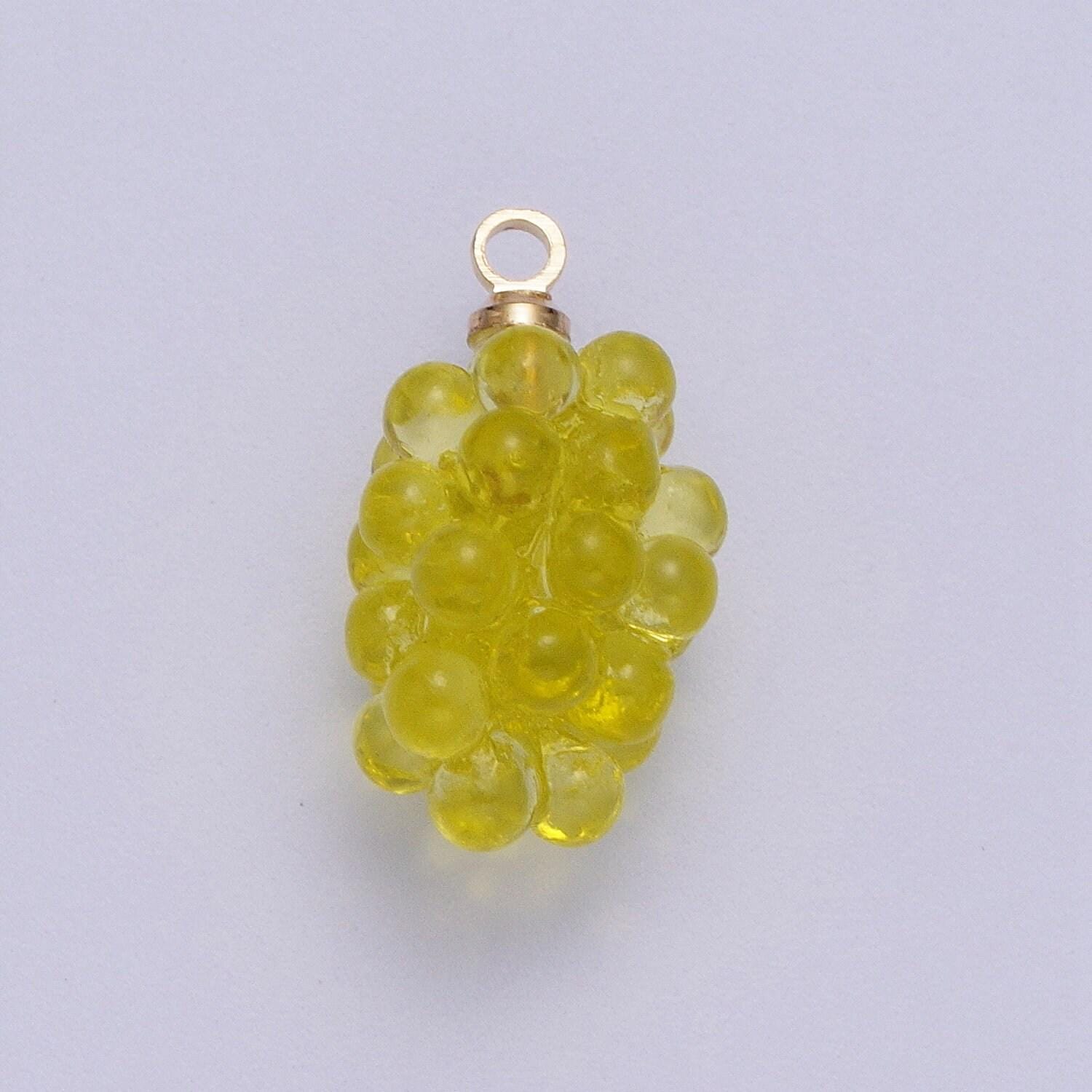 Dainty bunch of grapes pendant, 24k gold plated dark purple and green grapes seasonal fruits charms | x-746, x-748