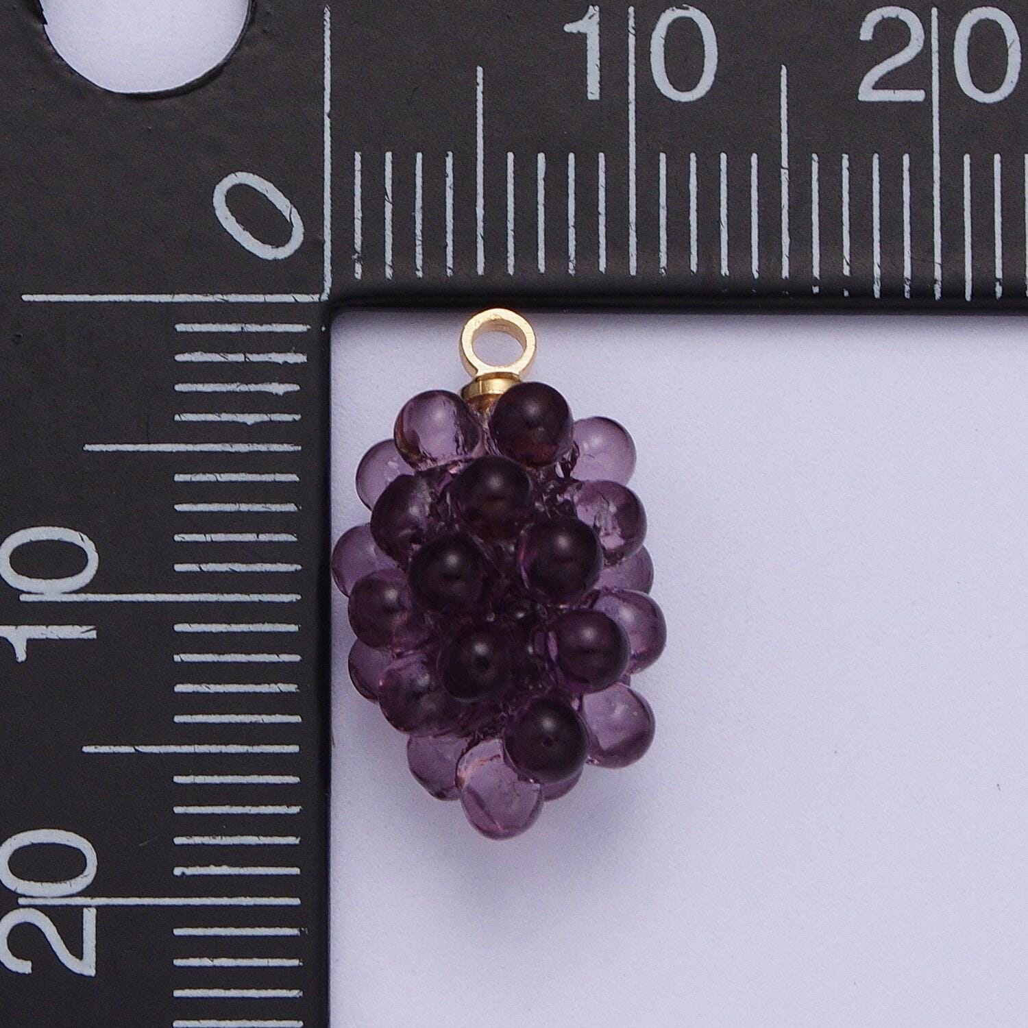 Dainty bunch of grapes pendant, 24k gold plated dark purple and green grapes seasonal fruits charms | x-746, x-748