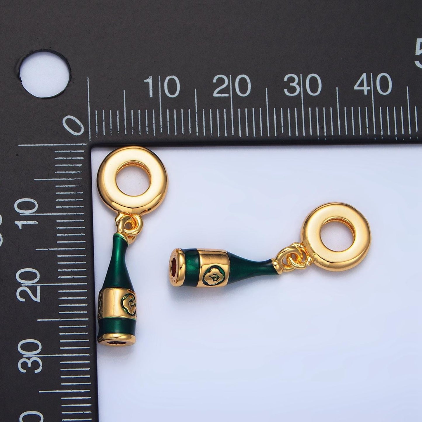24 gold filled champagne bottle charm wine bottle rondelle bail drop pendant bracelet | x742