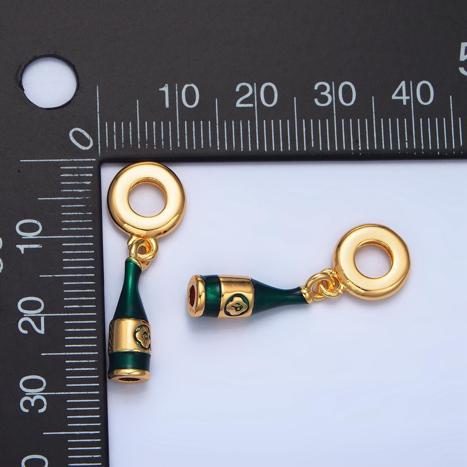 24 gold filled champagne bottle charm wine bottle rondelle bail drop pendant bracelet | x742