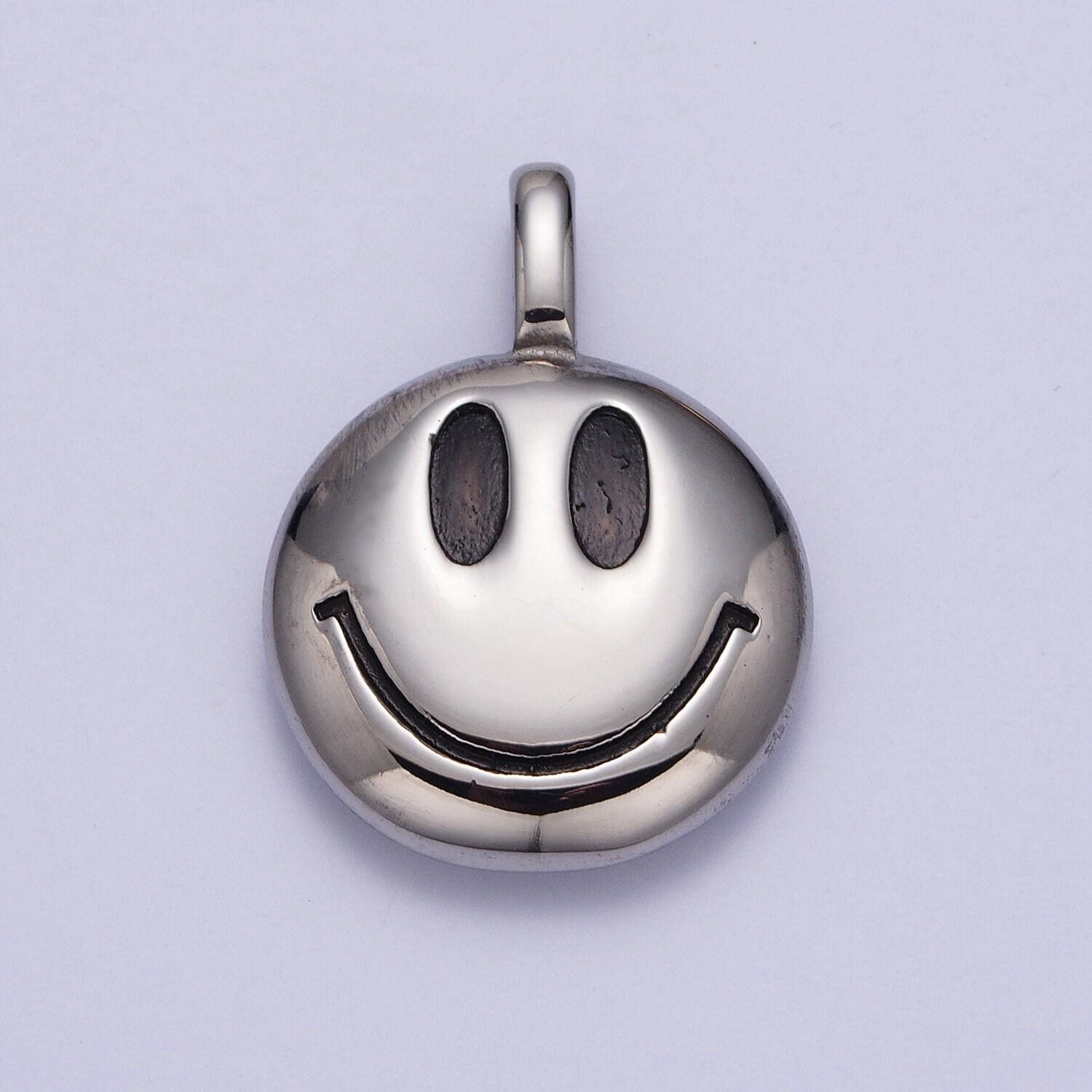 Round emoticon face stainless steel charm pendant in gold & silver happy face pendant | x661 x662