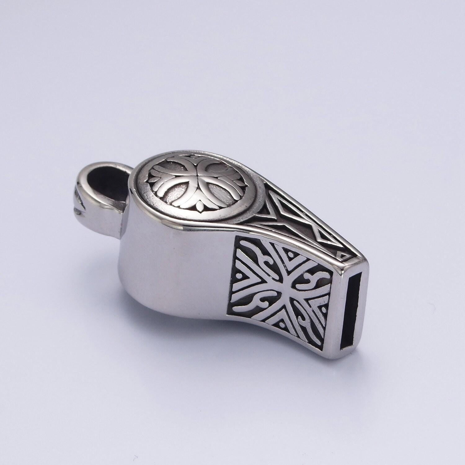 Stainless steel abstract designed whistle pendant, every day whistle charms for jewelry making | x-644