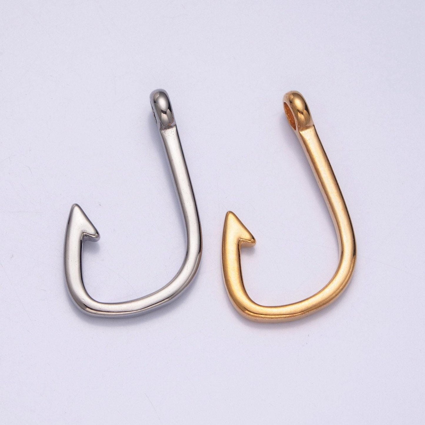 Stainless steel j-shaped anchor pendant, gold silver anchor at sea charm, for diy charms bracelet | x-626, x-627