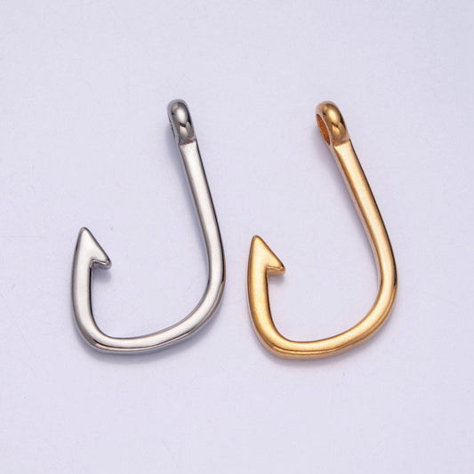 Stainless steel j-shaped anchor pendant, gold silver anchor at sea charm, for diy charms bracelet | x-626, x-627