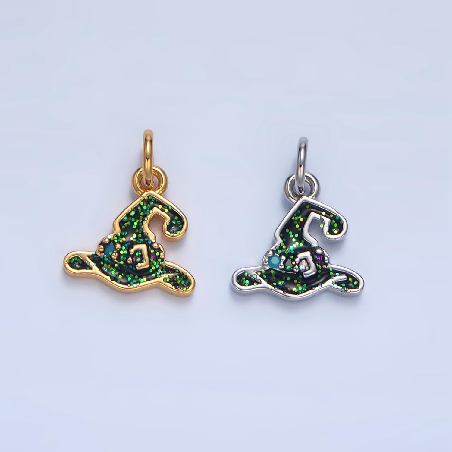 Dainty enamel witch hat charm 18k gold filled wizard sorcerer hat pendant for halloween jewelry making supply x621