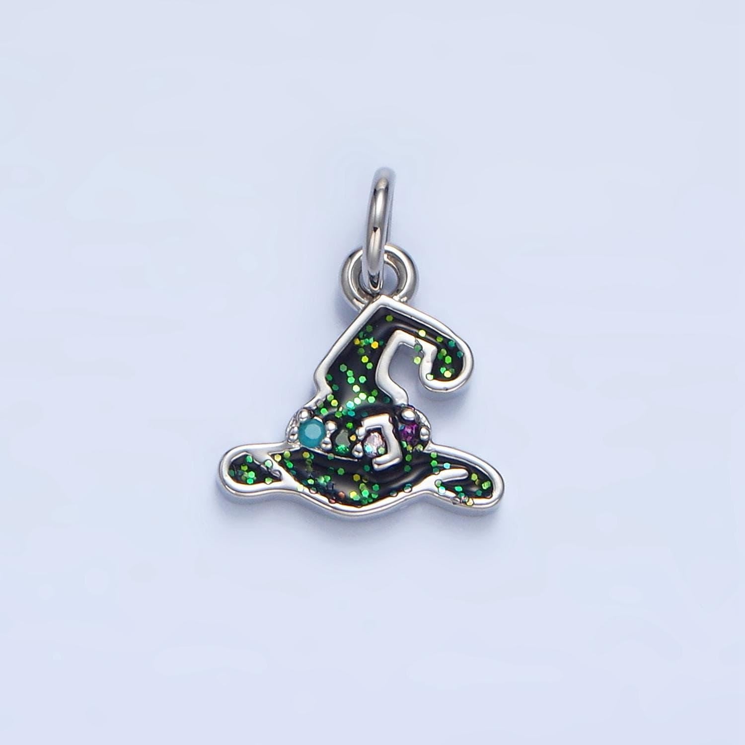 Dainty enamel witch hat charm 18k gold filled wizard sorcerer hat pendant for halloween jewelry making supply x621