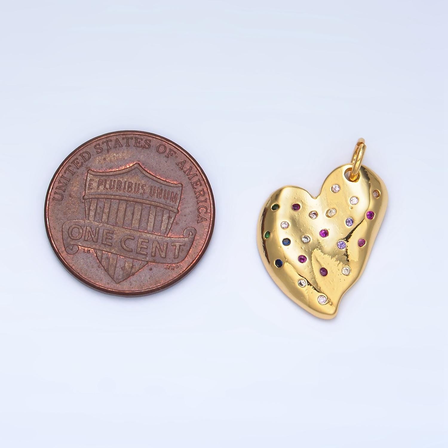 Multi color cz heart charm pendant 24k gold filled charm love jewelry bracelet necklace making x609