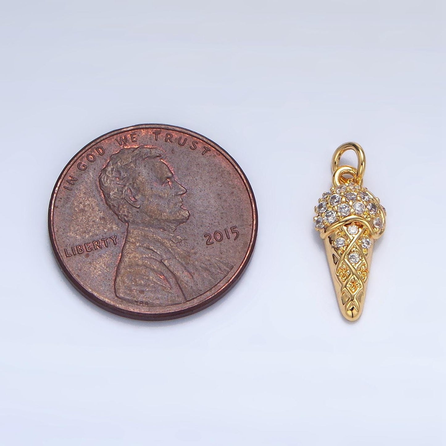 Mini 24k gold filled micro pave cz ice cream pendant charm, ice cream pendant charm, desert pendant, for diy jewelry making x598