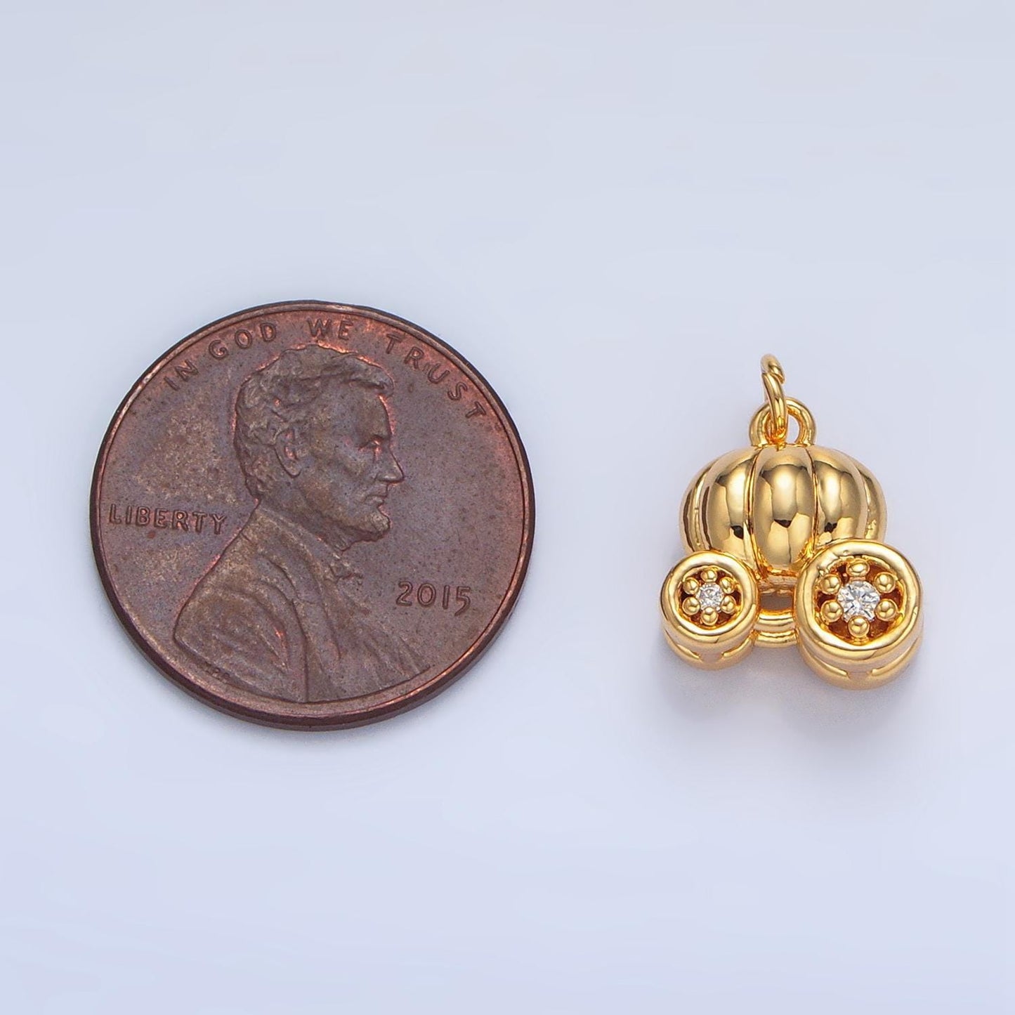 Mini pumpkin carriage pendant in gold fairytale diy kids fashion charm add on necklace bracelet earring princess party inspired x597