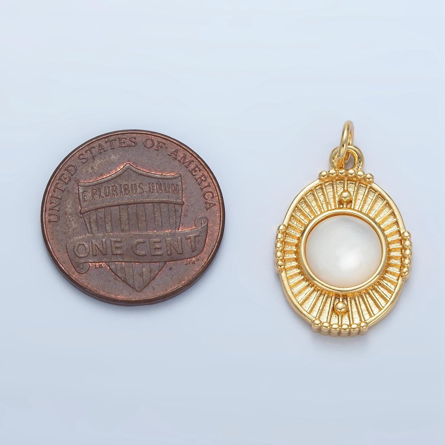 Dainty oval medallion pendant with pearl geometric charm in 14k gold filled carnelian stone for necklace charm supply x594