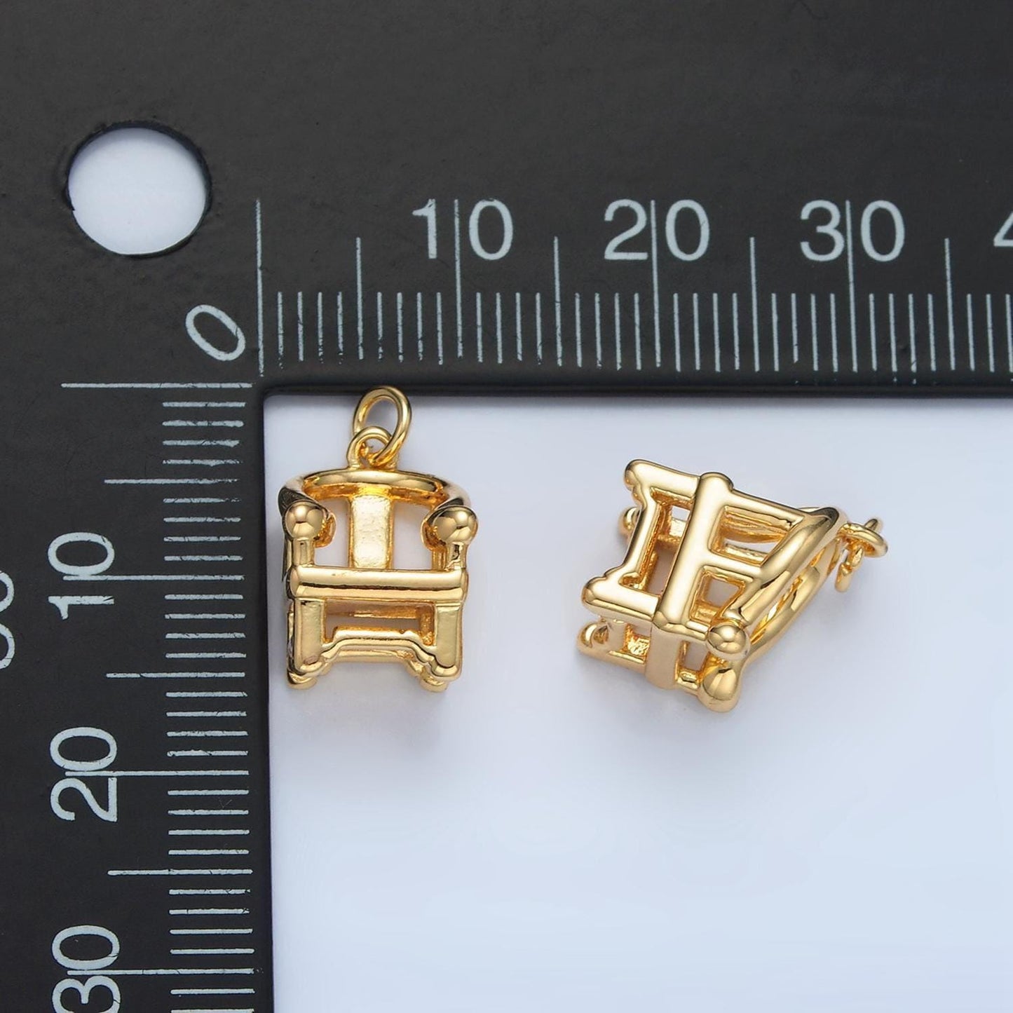 Mini 3d gold filled chair charm pendants for jewelry making tiny sofa chair pendants x-588