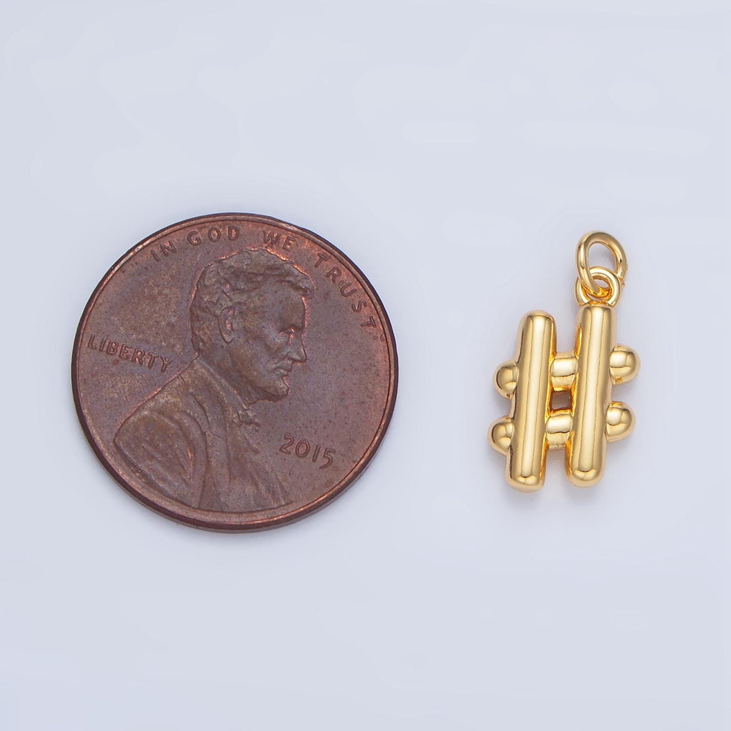 Hashtag 13mm minimal 24k gold filled charm | x-584