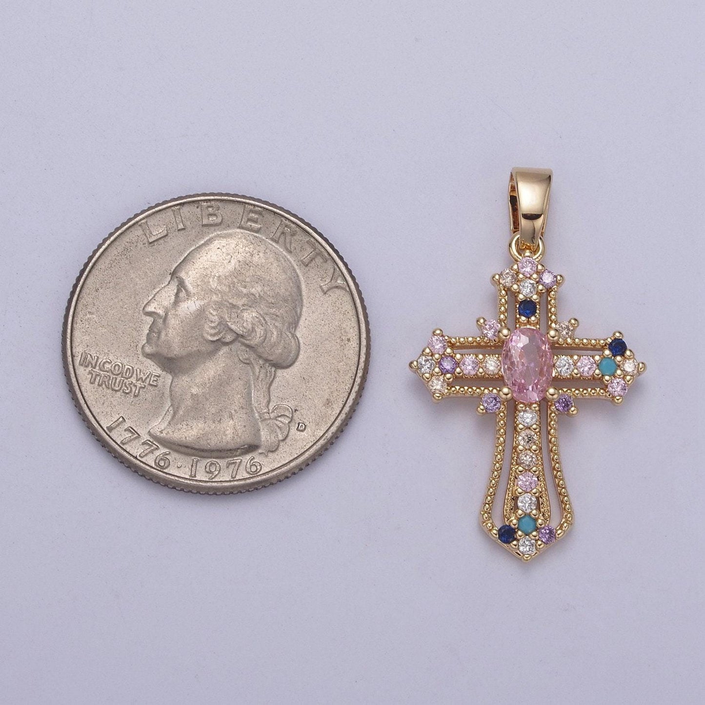 Beautiful gold filled cz cross necklace pendant charm for religious christian catholic jewelry making h-411 / h-412
