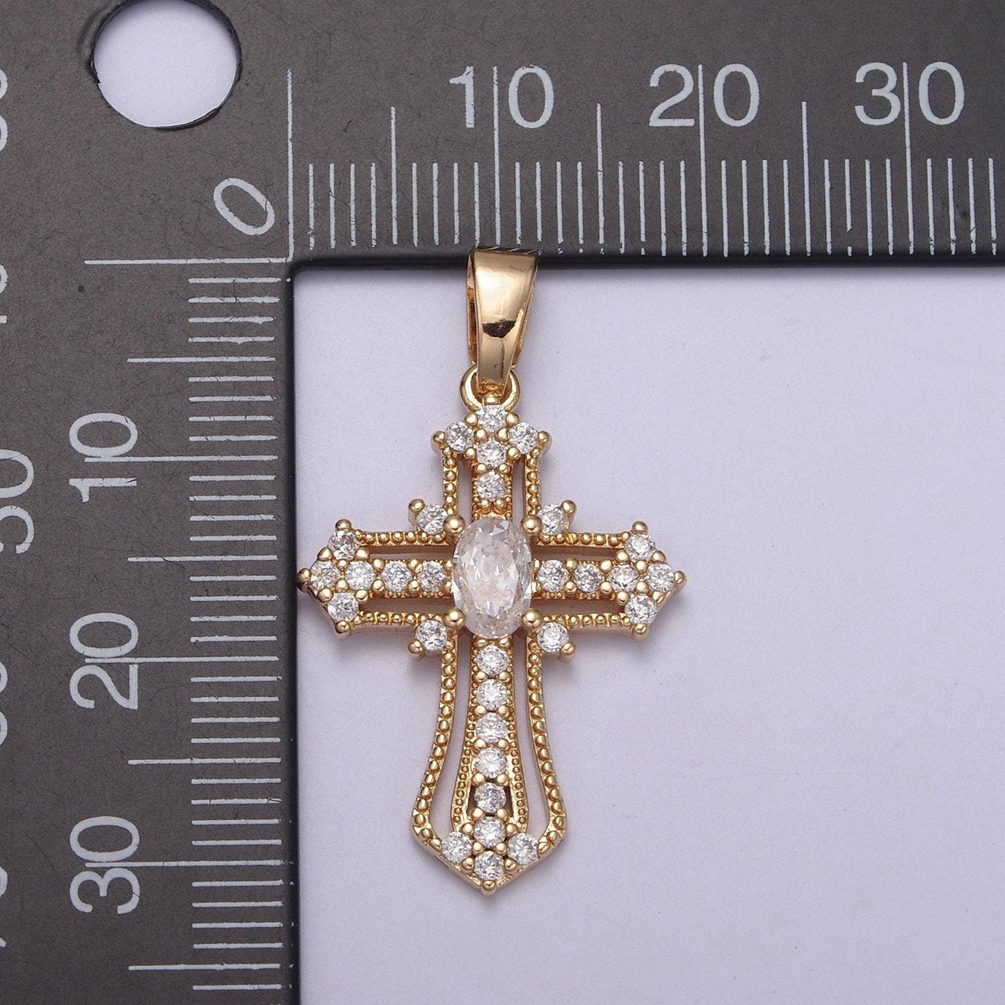 Beautiful gold filled cz cross necklace pendant charm for religious christian catholic jewelry making h-411 / h-412