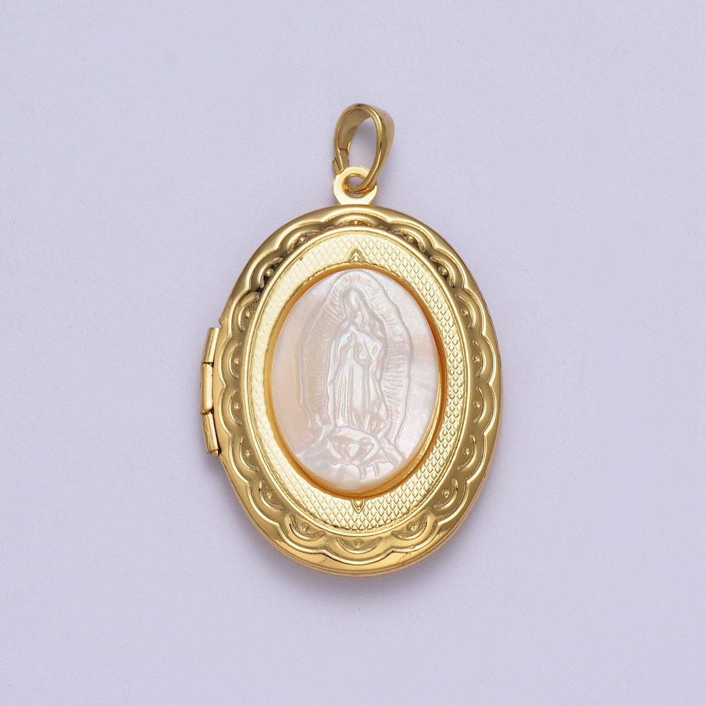 Our lady of guadalupe detailed double sided locket pendant, virgin mary open locket pearl necklace bracelet supply | x-469~x-471