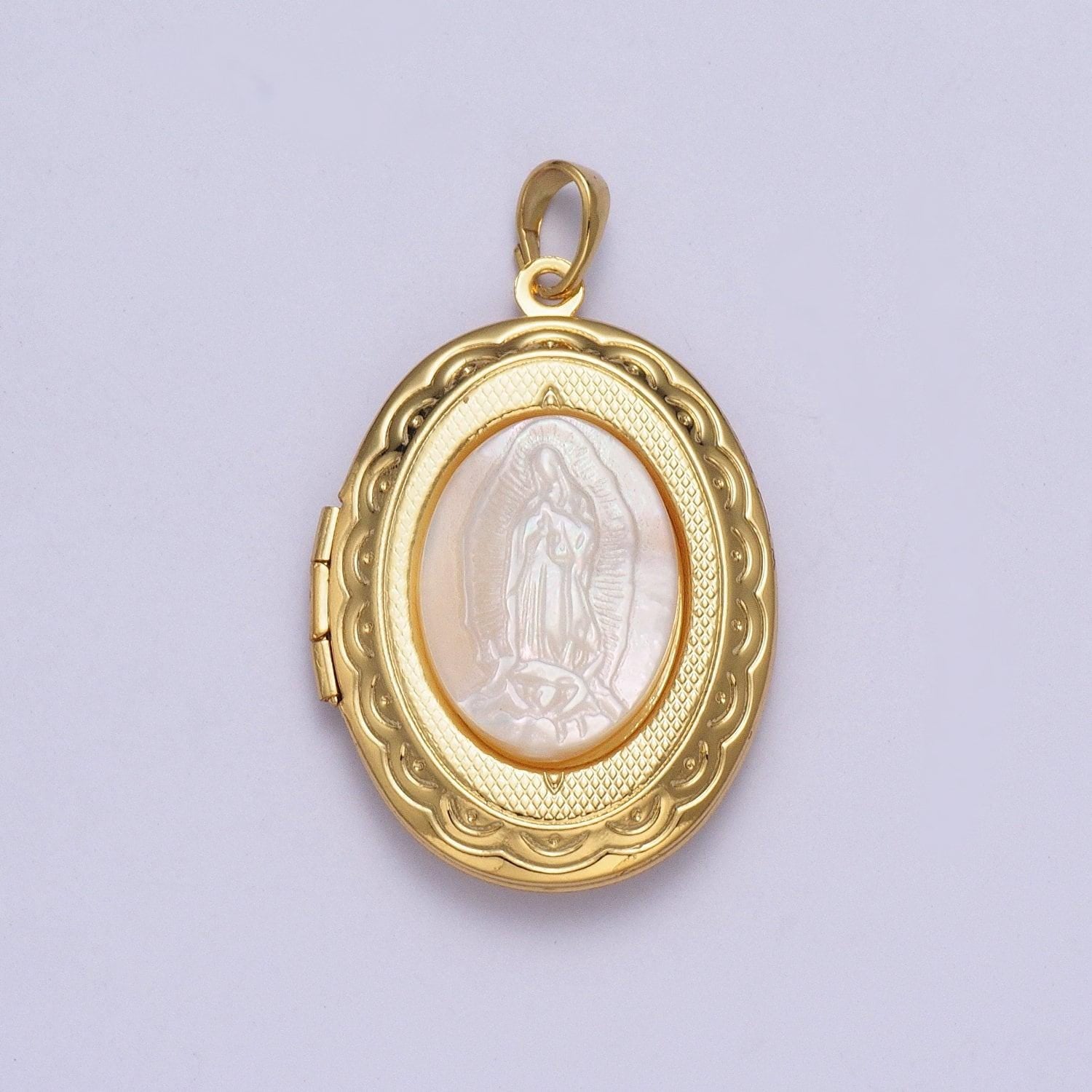 Our lady of guadalupe detailed double sided locket pendant, virgin mary open locket pearl necklace bracelet supply | x-469~x-471