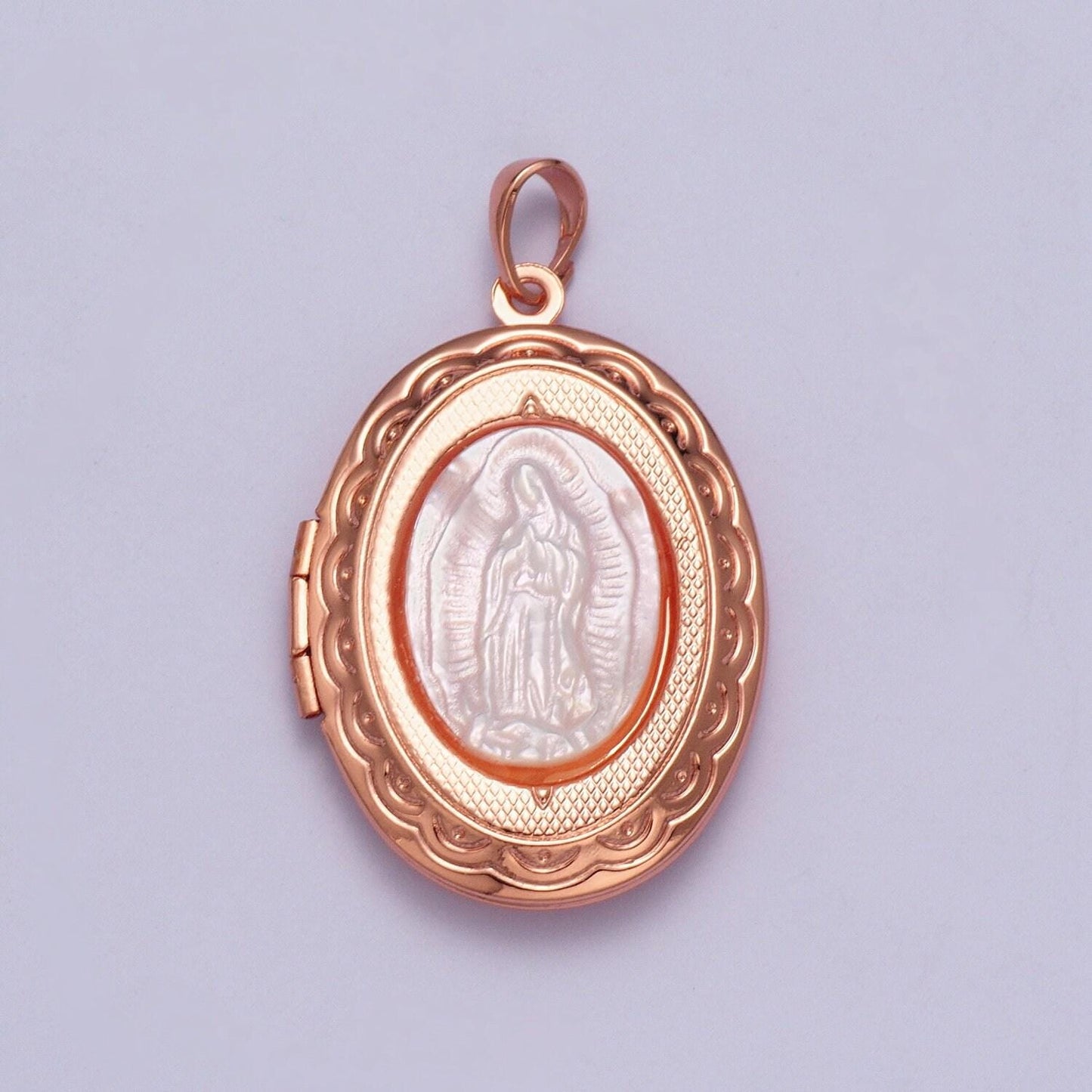 Our lady of guadalupe detailed double sided locket pendant, virgin mary open locket pearl necklace bracelet supply | x-469~x-471