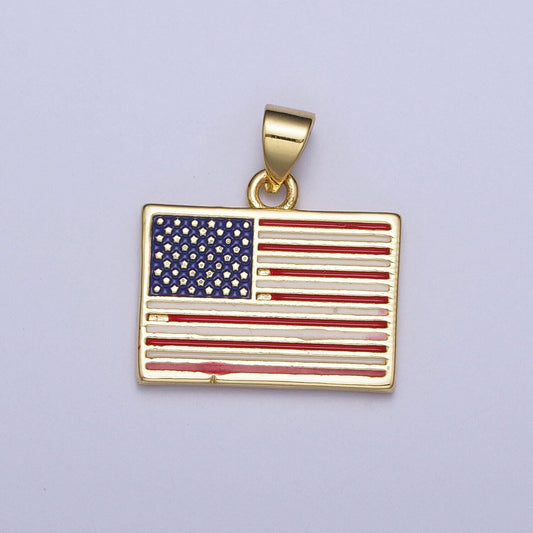 14k gold plated american flag pendant, 4th of july independence day pendant for jewelry making | x-468