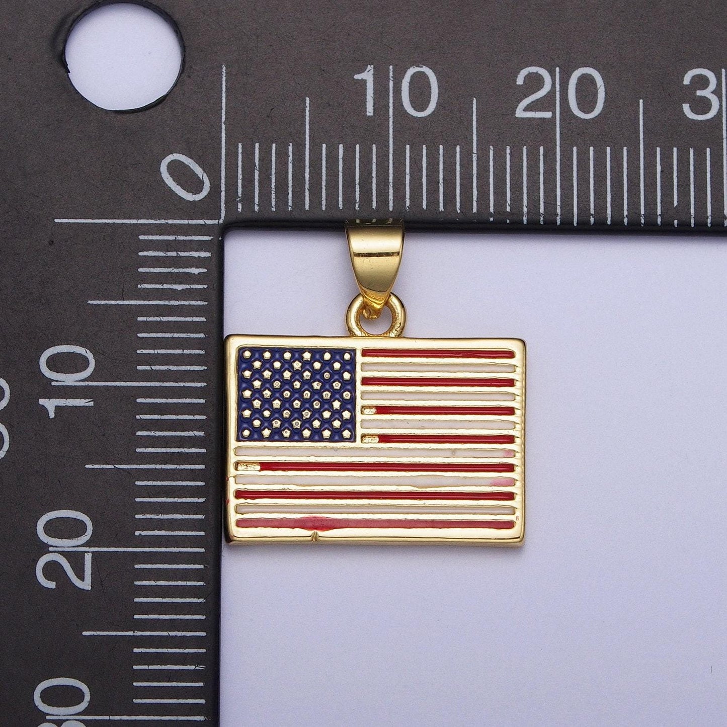 14k gold plated american flag pendant, 4th of july independence day pendant for jewelry making | x-468