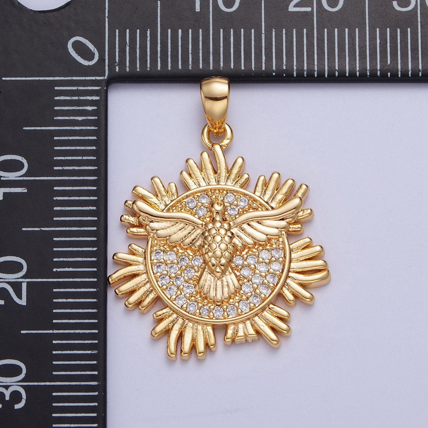 24k gold filled holy spirit pendant, first holy communion dove gold pendant, christian jewelry, religious medals | x-446