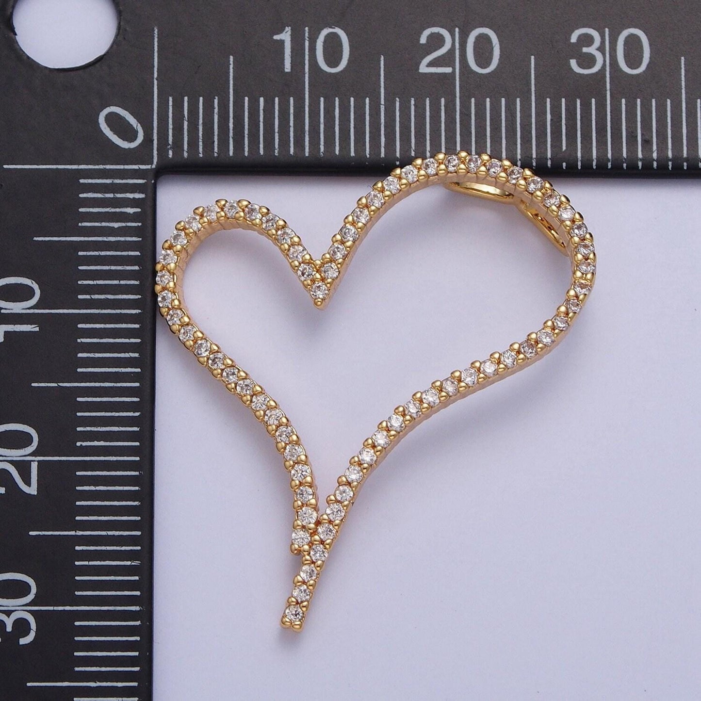 24k gold filled micro pave love heart cubic zirconia cz pendant heart outline charm for jewelry necklace making | x-437