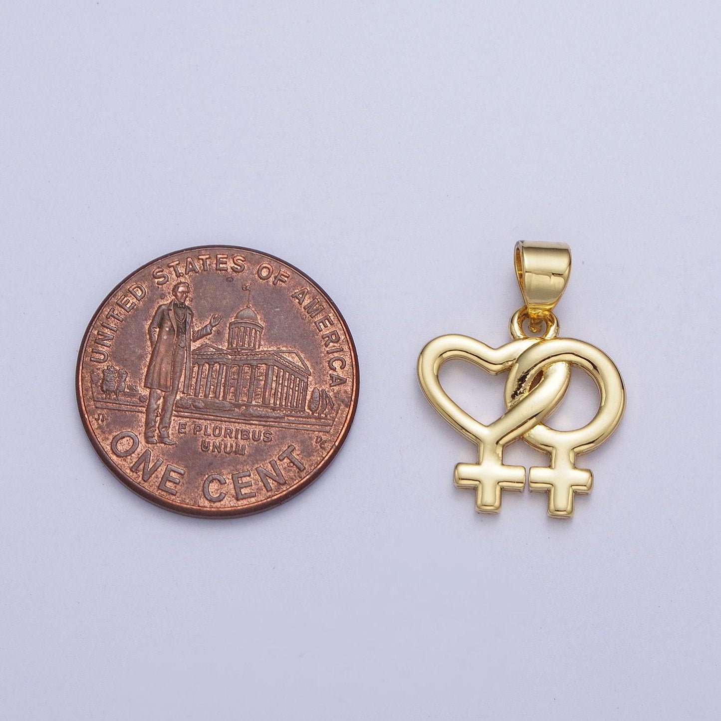 24k gold filled same-sex love pendant, minimalistic lesbian pride, gender, sexual orientation equality charm for necklace component | x-421