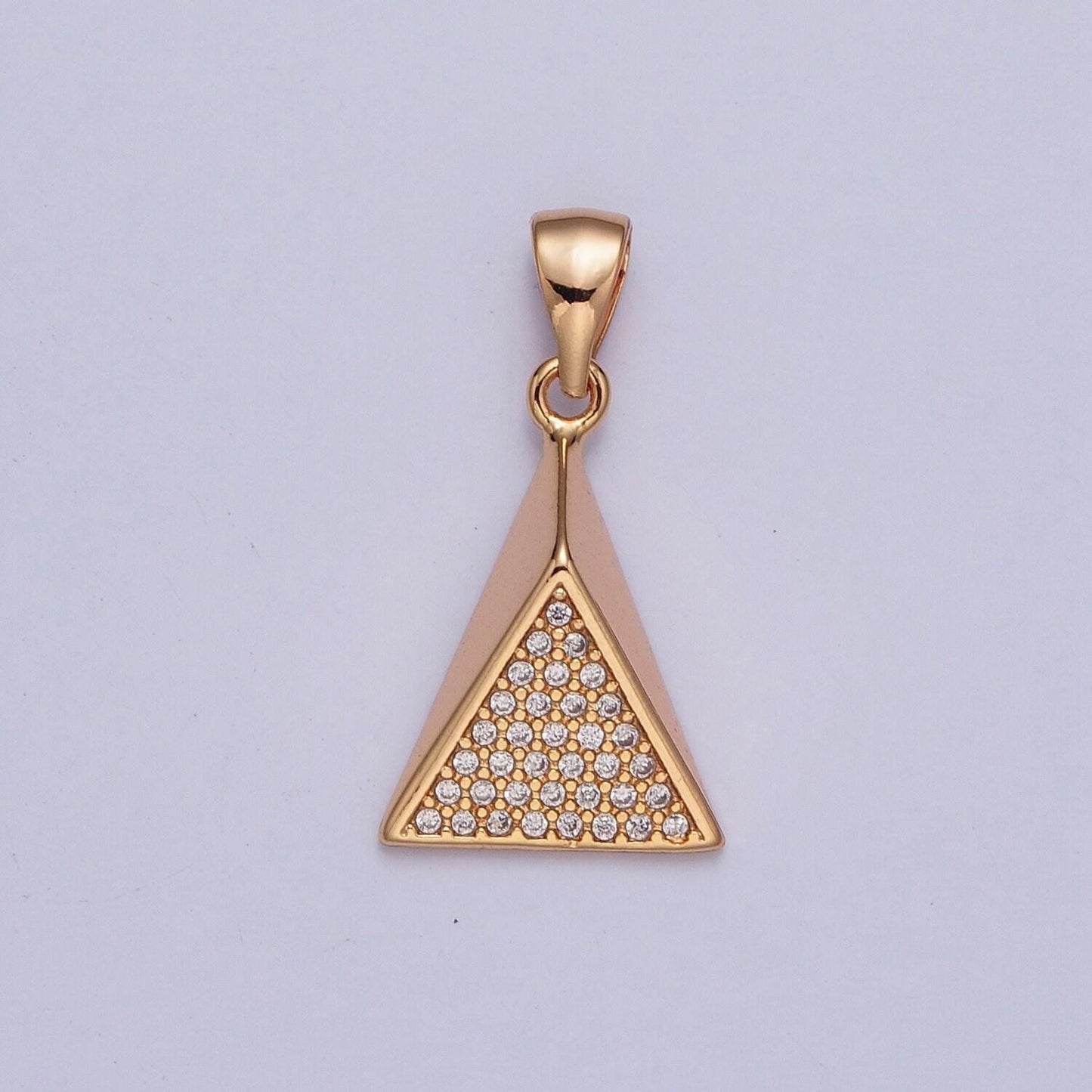 18k gold plated 3d angled trianglular pendant micro pave cz dainty triangle charm for necklace bracelet earring | x-363
