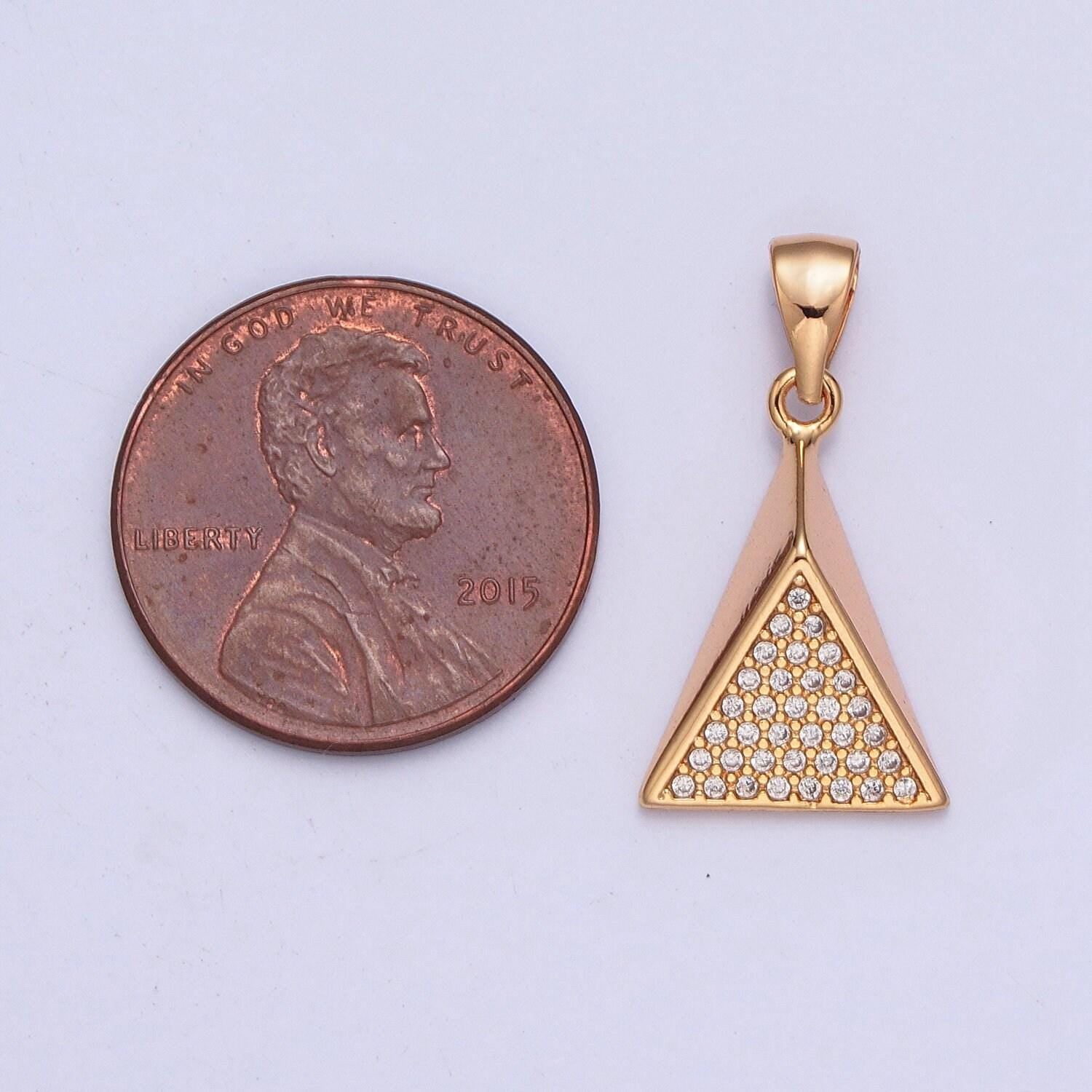 18k gold plated 3d angled trianglular pendant micro pave cz dainty triangle charm for necklace bracelet earring | x-363