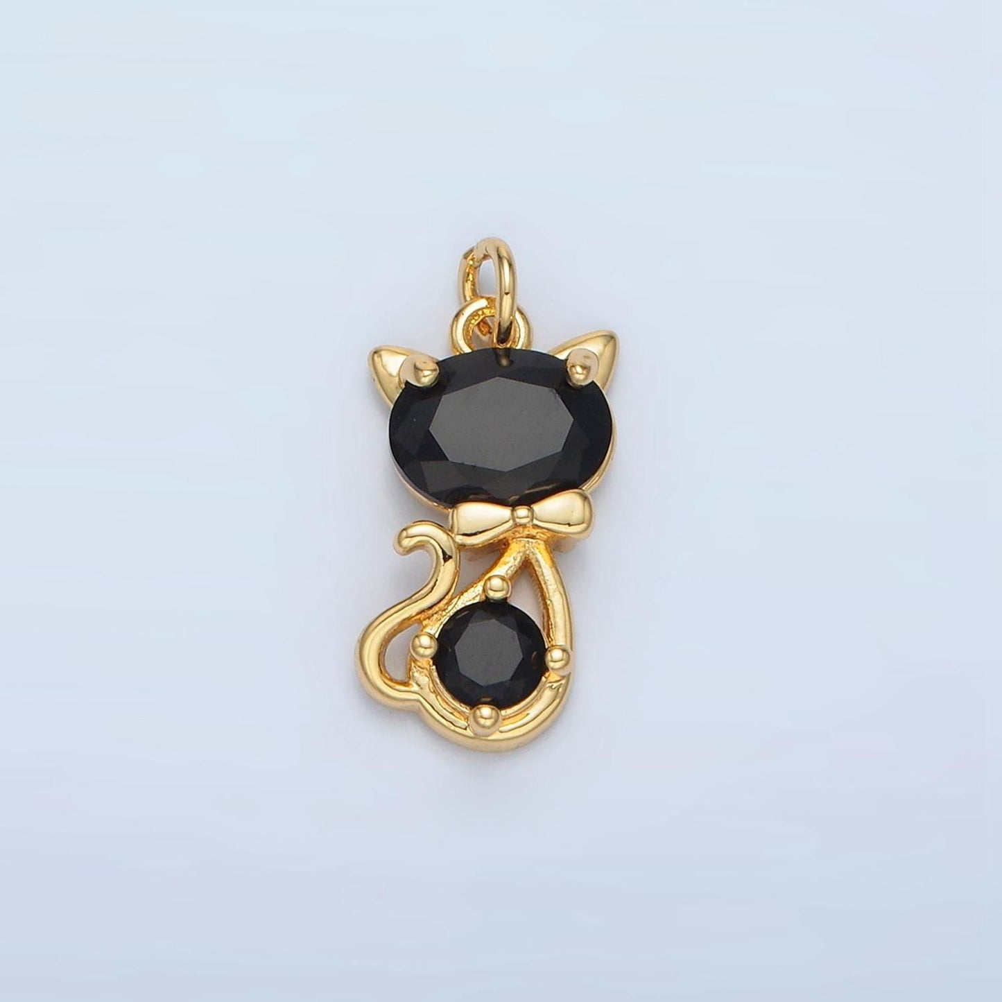 14k gold filled black cat cz cute kitty pussy animal charm | x309