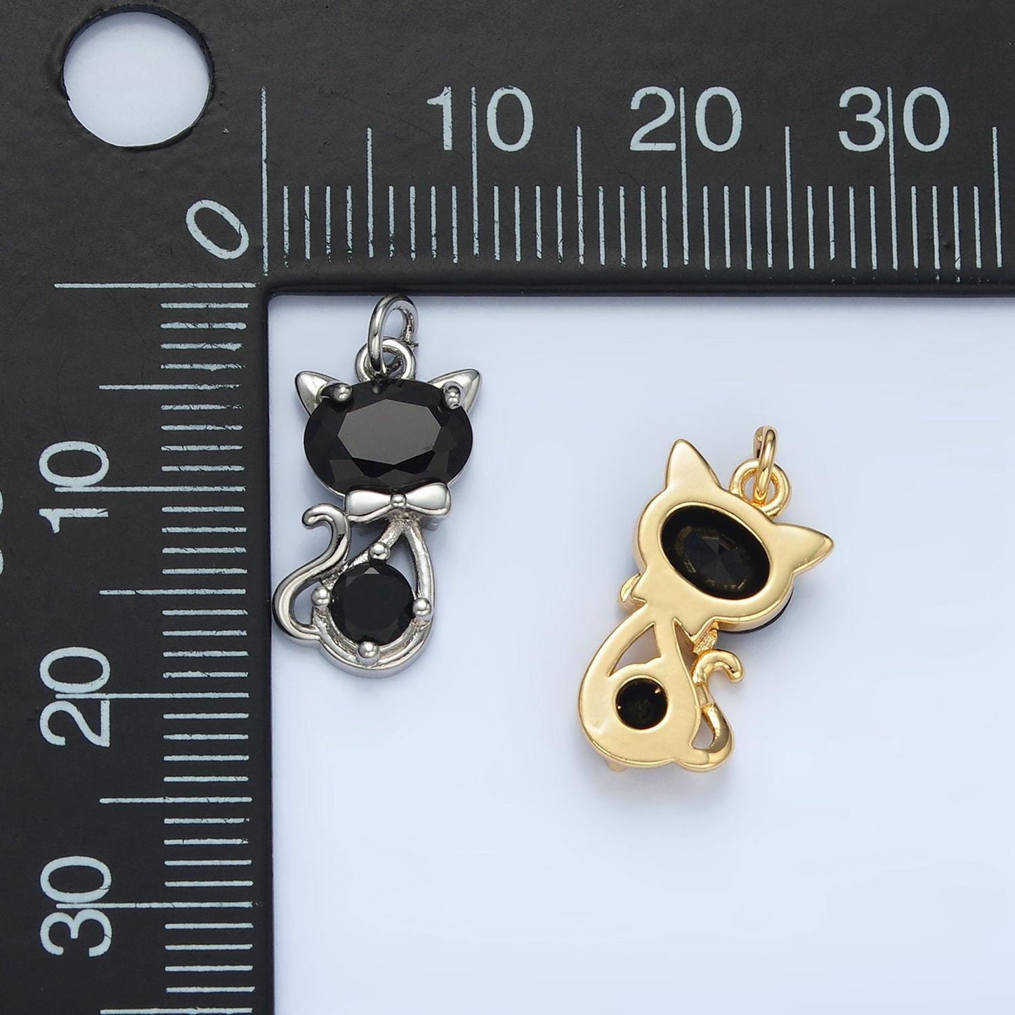 14k gold filled black cat cz cute kitty pussy animal charm | x309