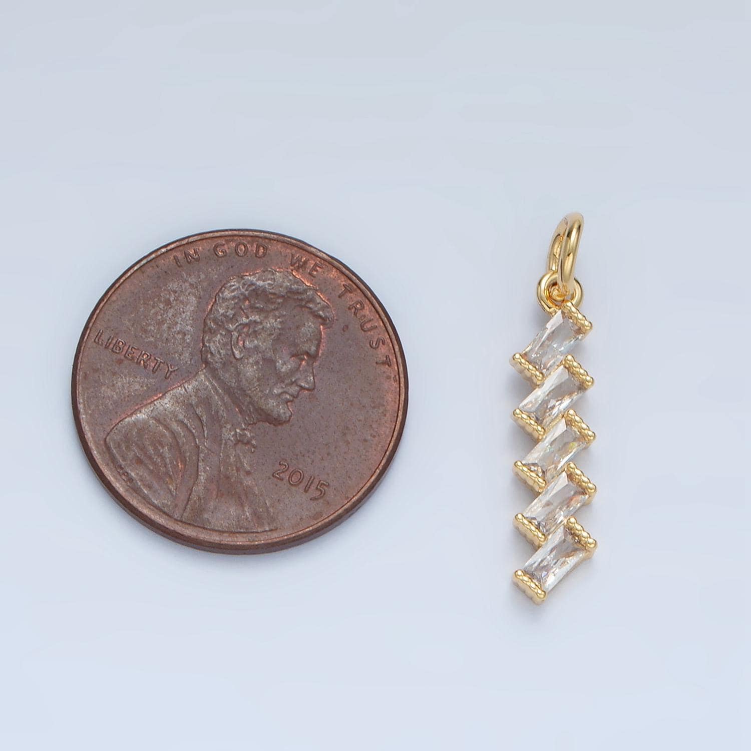 24k gold filled multiple geometric clear cz drop charm | x-283