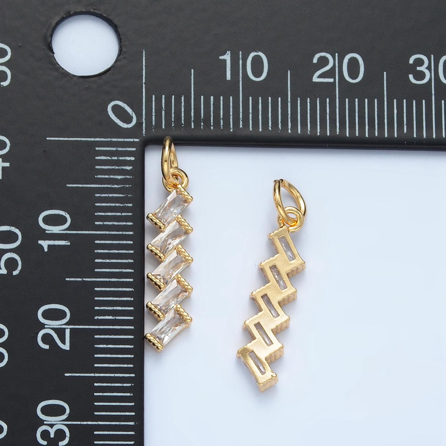24k gold filled multiple geometric clear cz drop charm | x-283