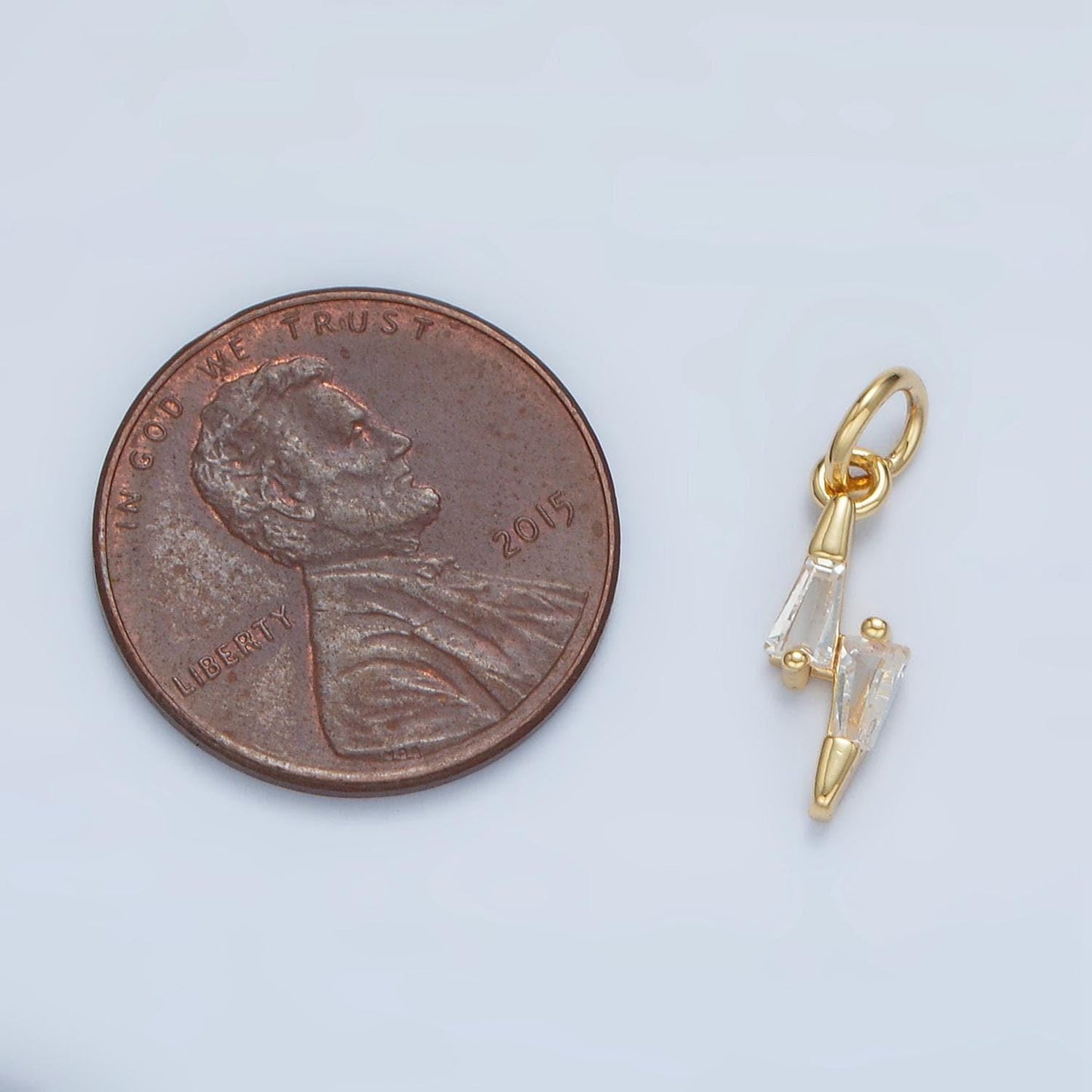 Cz baguette lightning bolt mini gold filled weather charm | x-278