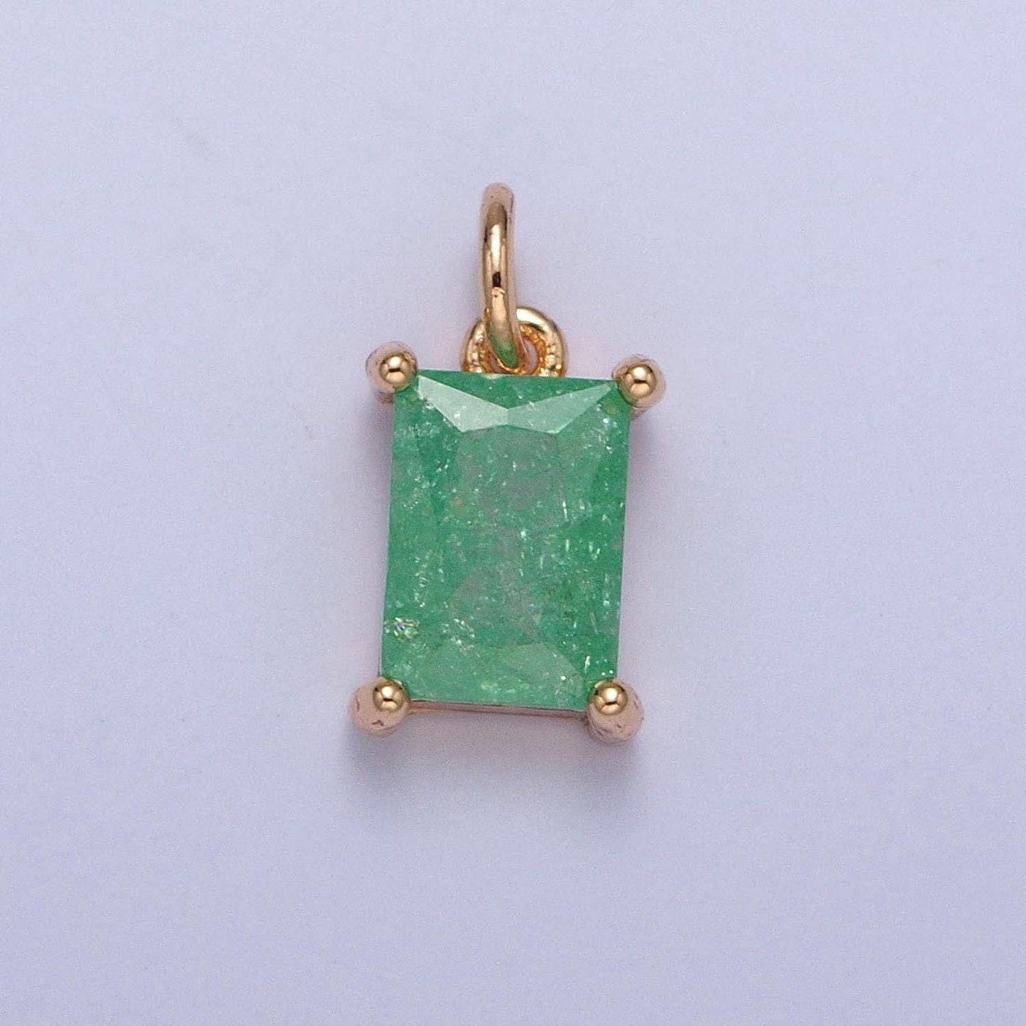 16k gold filled dainty rectangle colorful cubic zirconia cz stone crystal charm, pastel stone cz pendant for jewelry making | x-268~x-272