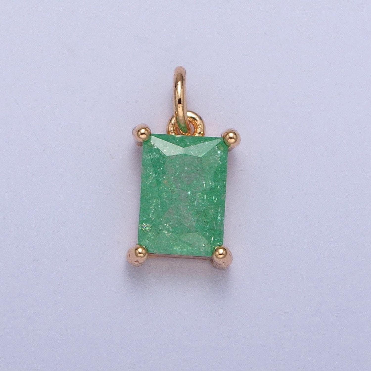 16k gold filled dainty rectangle colorful cubic zirconia cz stone crystal charm, pastel stone cz pendant for jewelry making | x-268~x-272