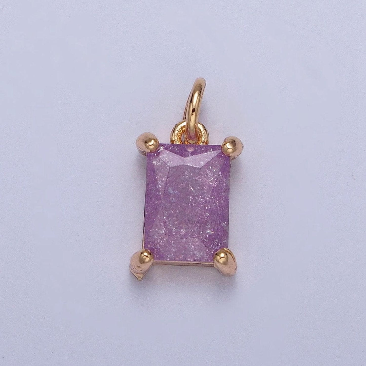 16k gold filled dainty rectangle colorful cubic zirconia cz stone crystal charm, pastel stone cz pendant for jewelry making | x-268~x-272