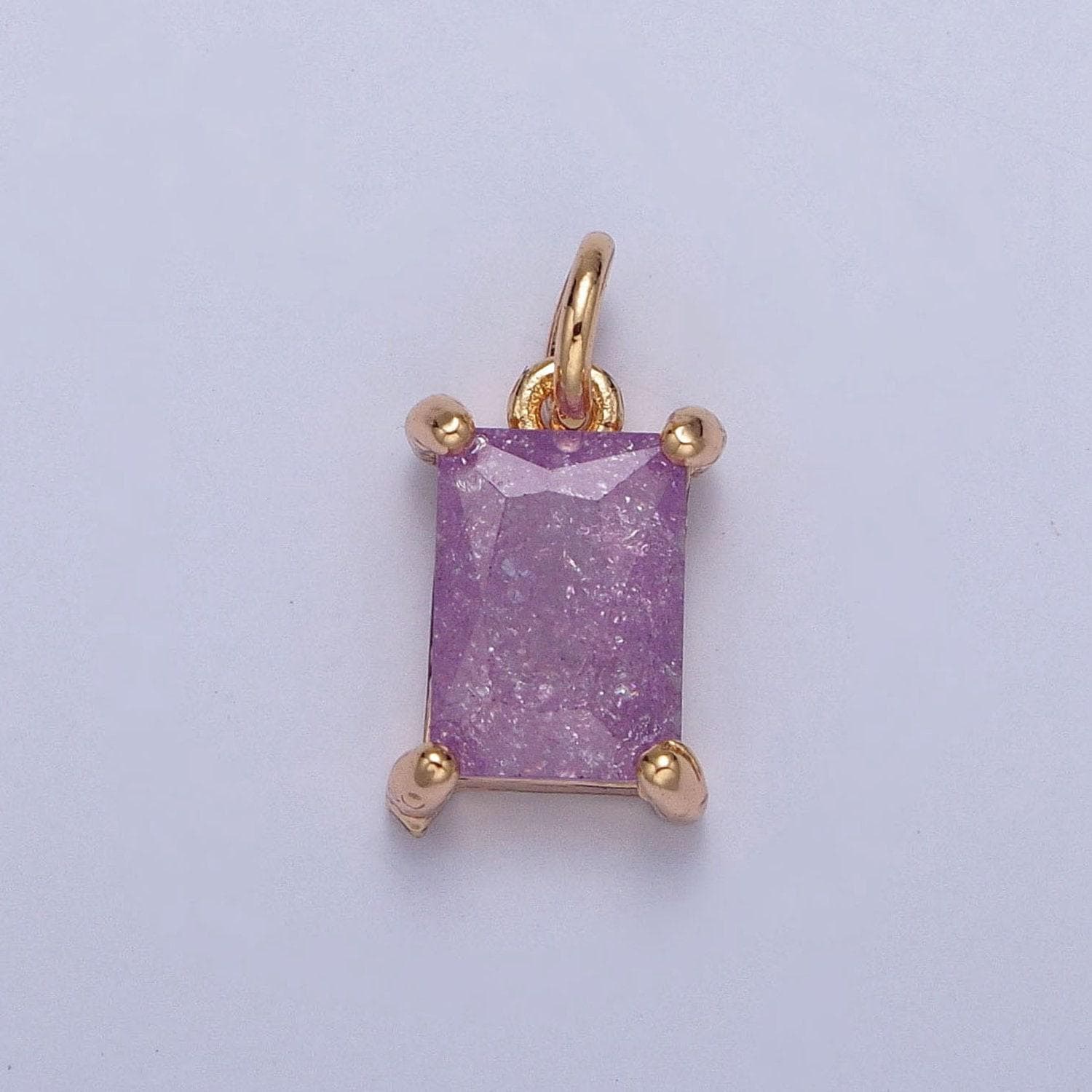 16k gold filled dainty rectangle colorful cubic zirconia cz stone crystal charm, pastel stone cz pendant for jewelry making | x-268~x-272