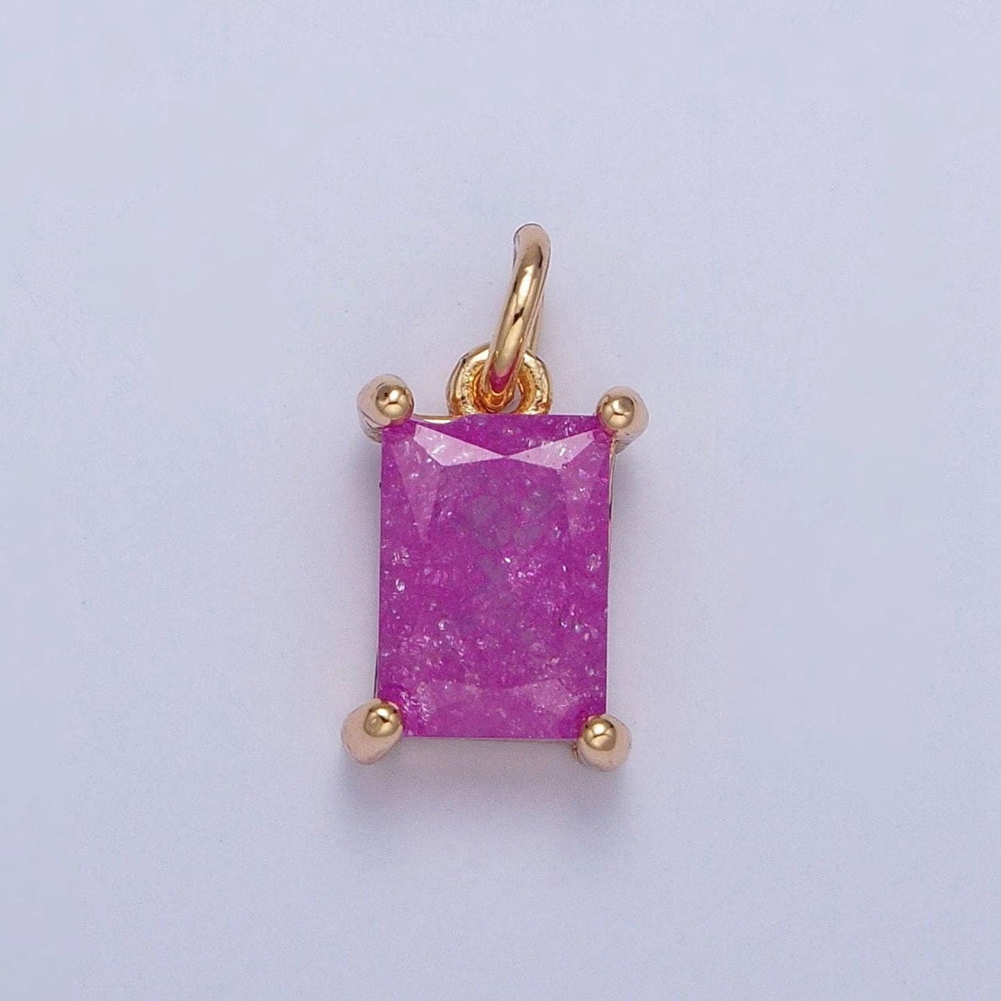 16k gold filled dainty rectangle colorful cubic zirconia cz stone crystal charm, pastel stone cz pendant for jewelry making | x-268~x-272