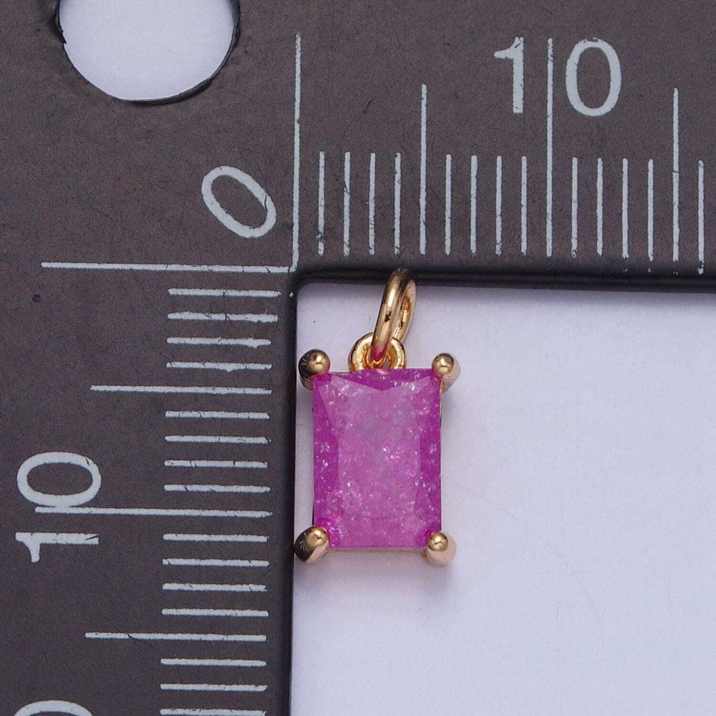 16k gold filled dainty rectangle colorful cubic zirconia cz stone crystal charm, pastel stone cz pendant for jewelry making | x-268~x-272