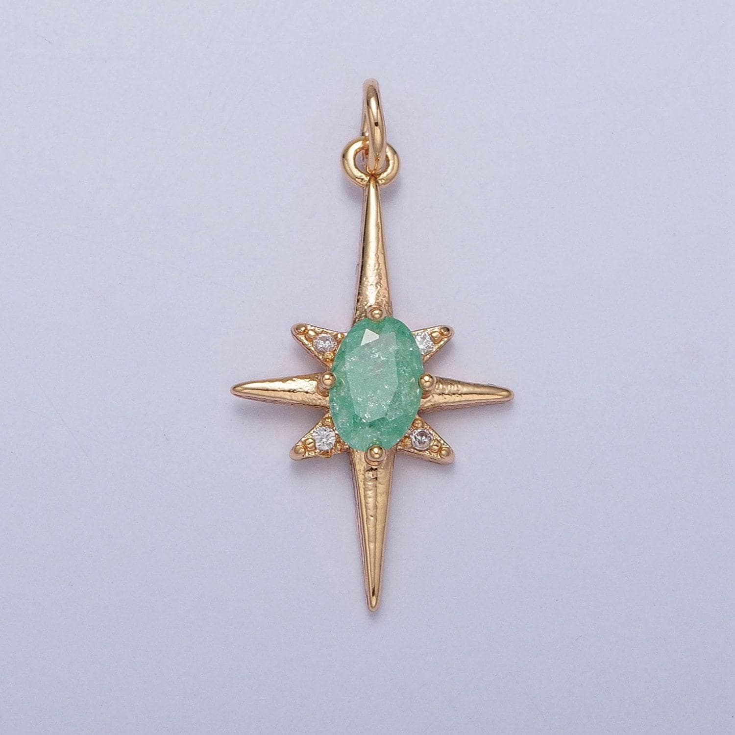 16k gold filled cz stones pastel 8-pointed north star cubic zirconia pendant - gold filled cz drop charm charm | x-264~x-267