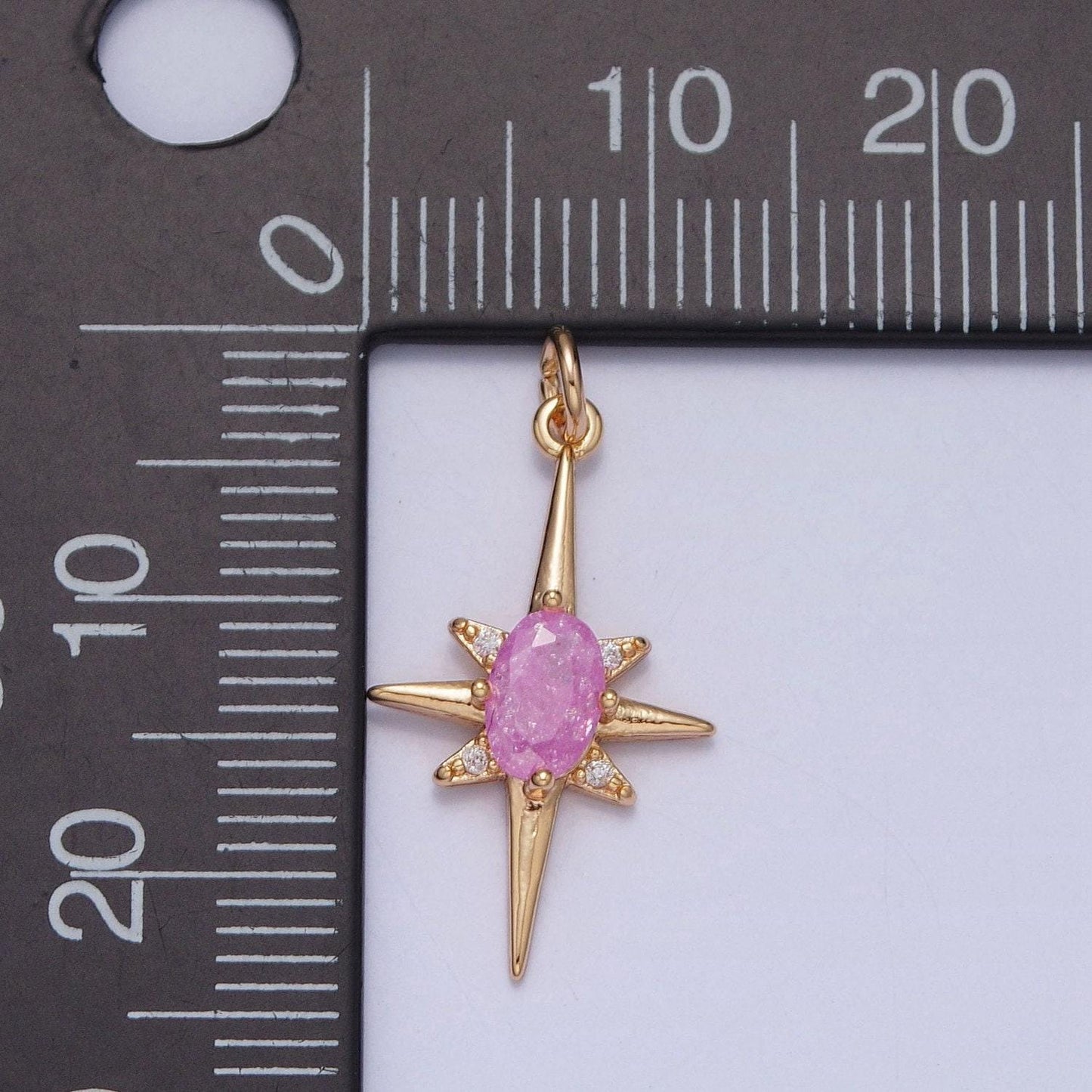 16k gold filled cz stones pastel 8-pointed north star cubic zirconia pendant - gold filled cz drop charm charm | x-264~x-267