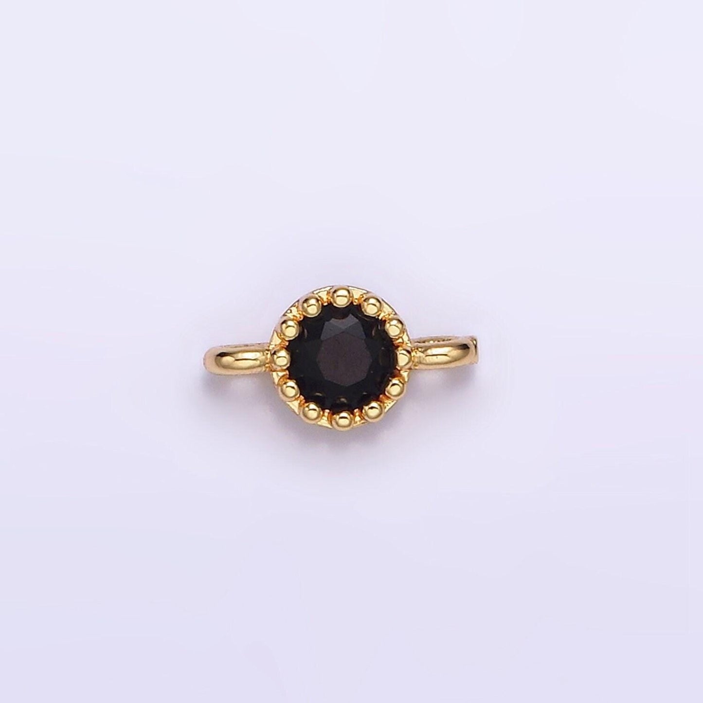 24k gold filled black, clear, green, red round cz 7.5mm beaded connector | y765 - y768