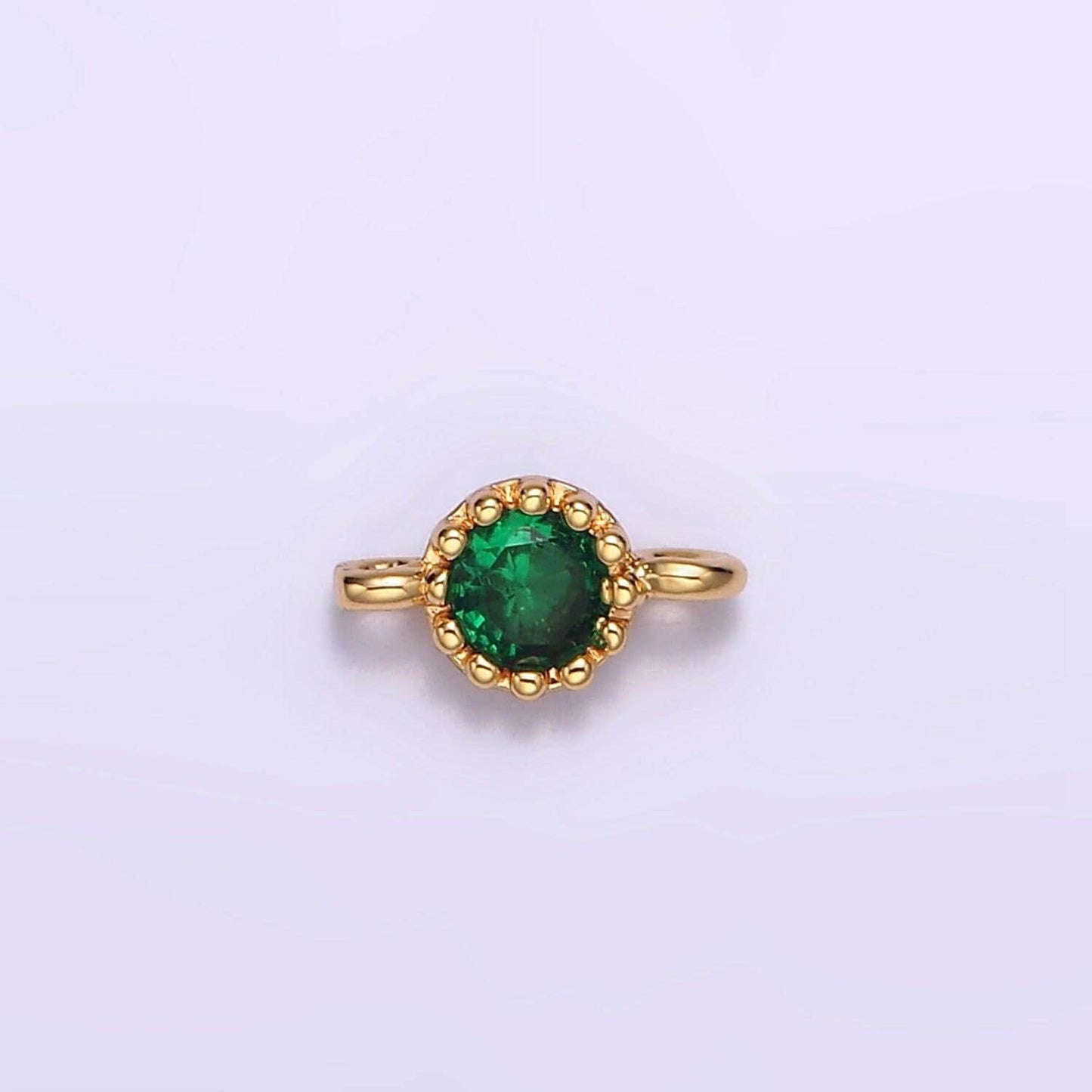 24k gold filled black, clear, green, red round cz 7.5mm beaded connector | y765 - y768
