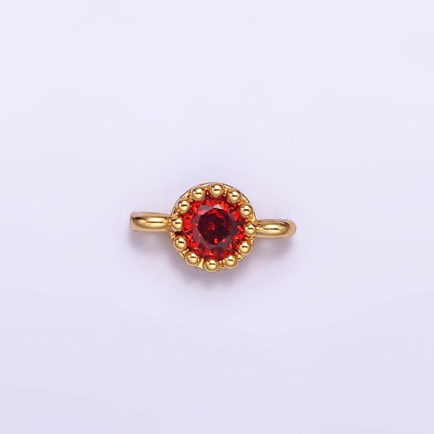 24k gold filled black, clear, green, red round cz 7.5mm beaded connector | y765 - y768