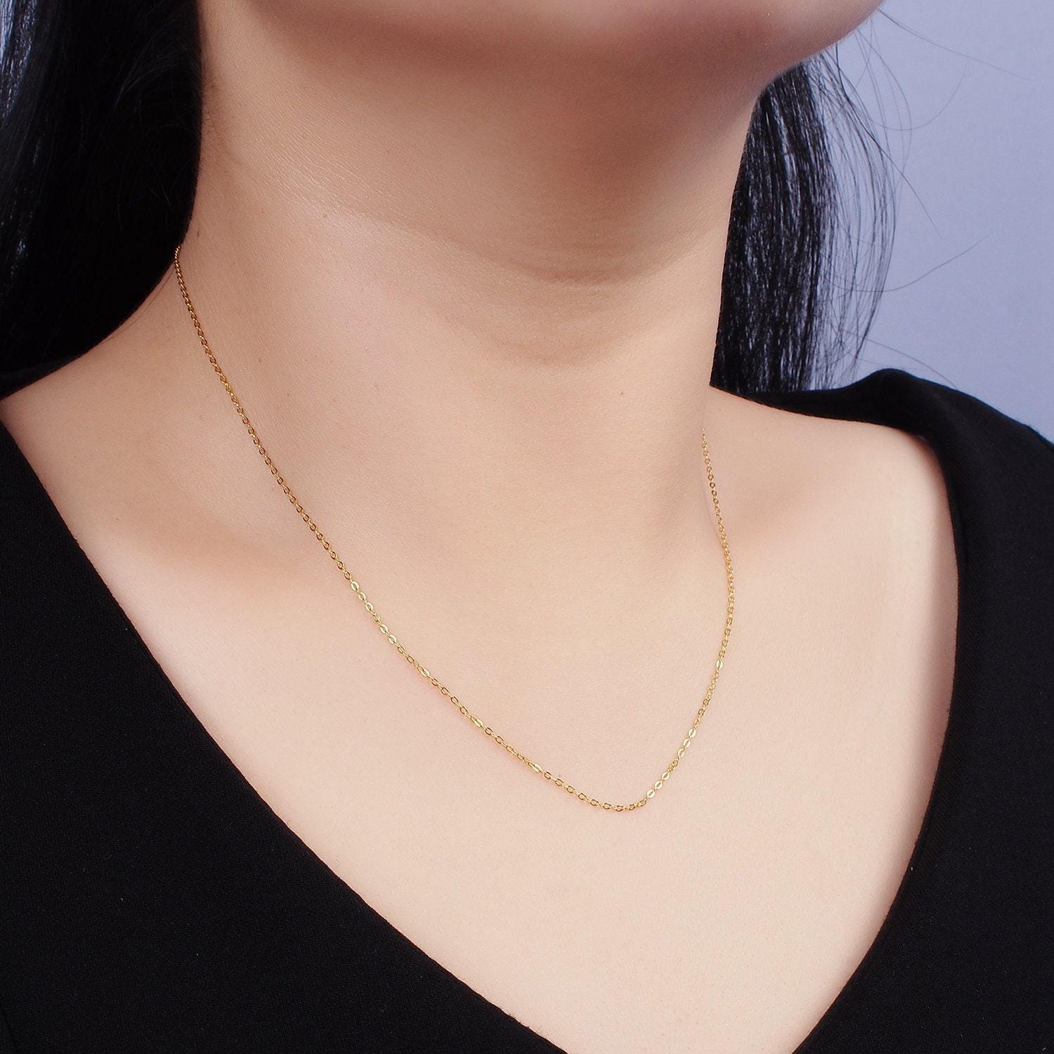 24k gold vermeil cable link necklace chain, 925 sterling silver necklace chain w/ heavy 24k gold plated 18 inch | wa1955