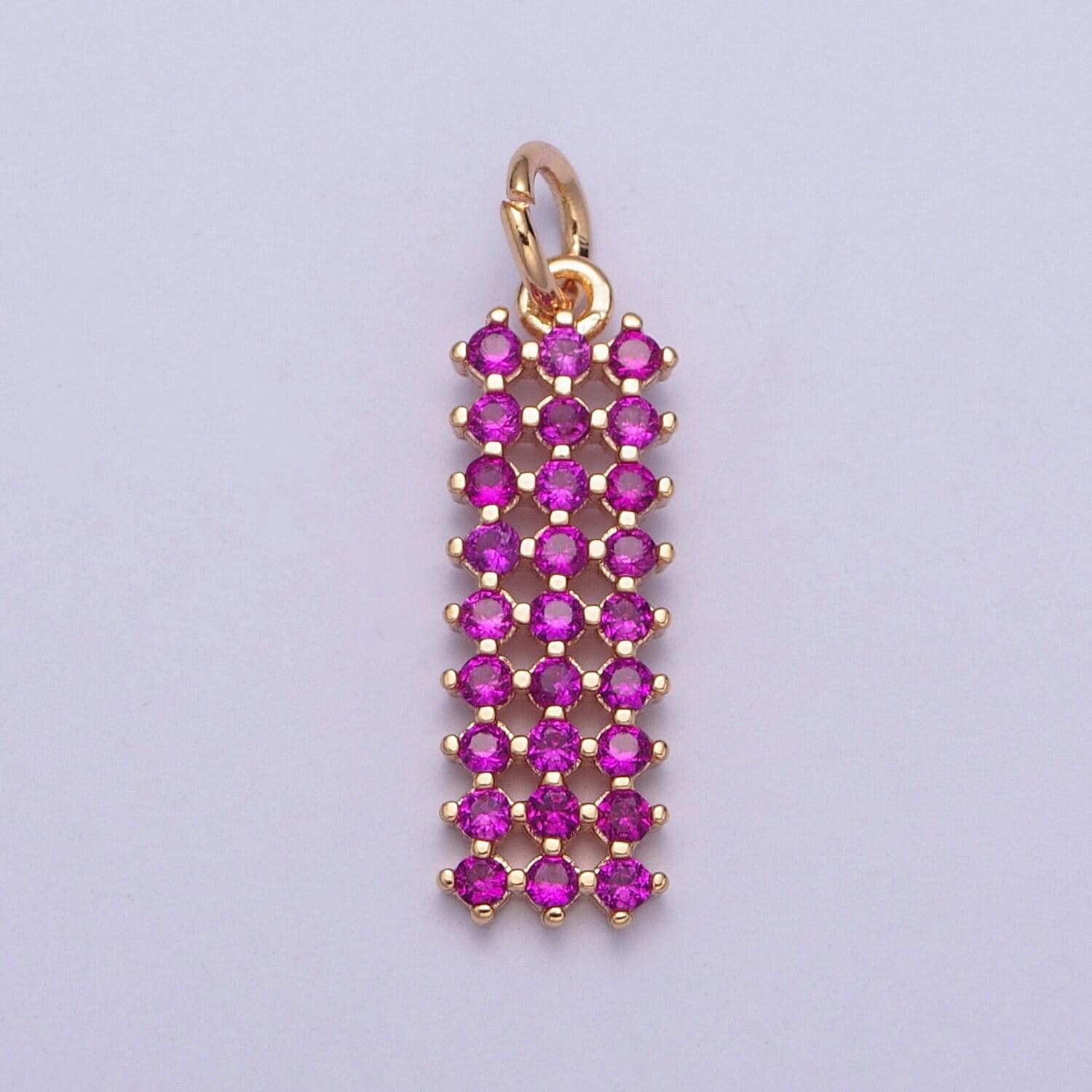 14k gold filled rectangular colored mesh net micro pave cz stones pendant, rectangle statement charm for necklace | x-168~x-173