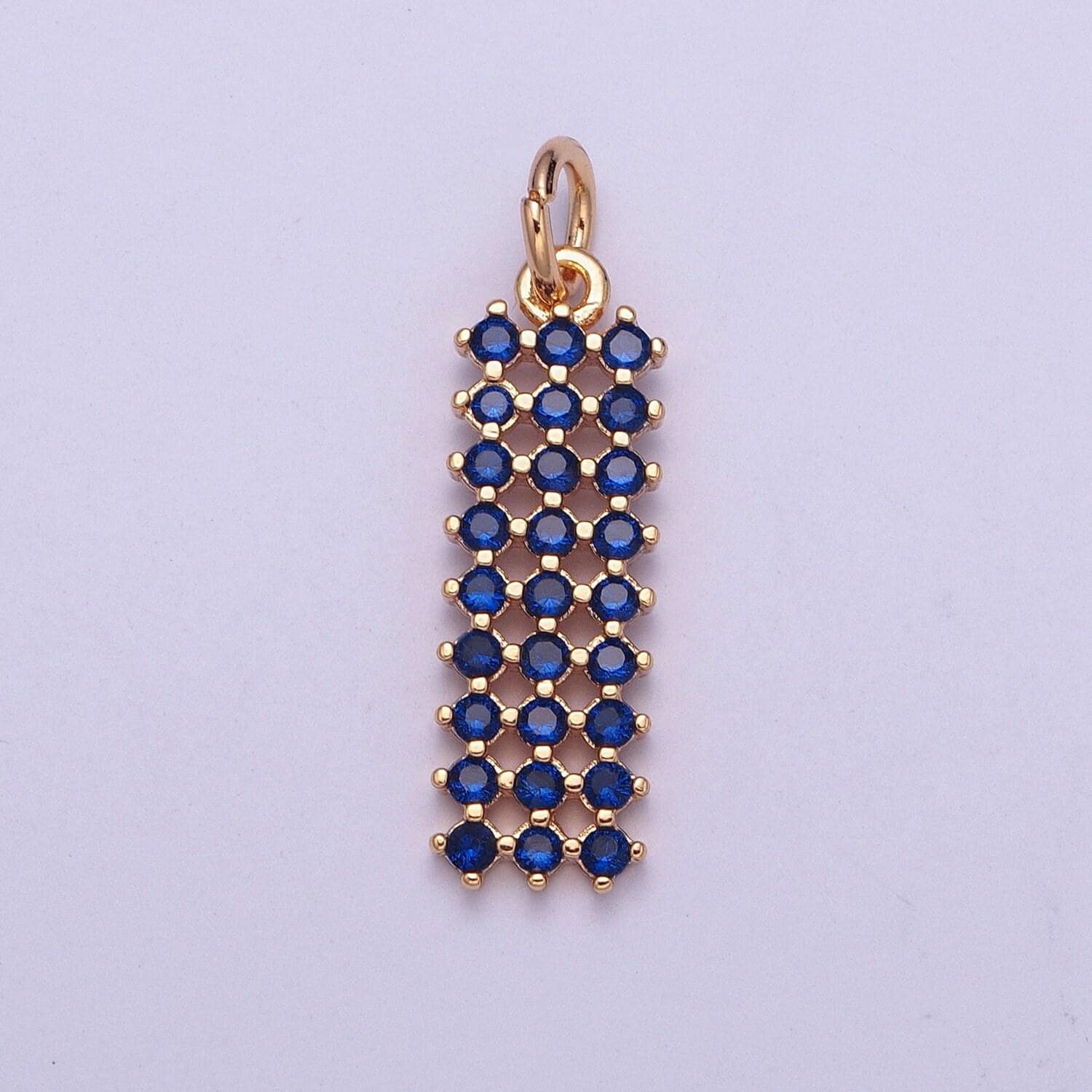 14k gold filled rectangular colored mesh net micro pave cz stones pendant, rectangle statement charm for necklace | x-168~x-173